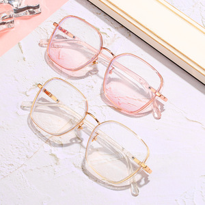 Irregular Tr90 Eyeglasses <b>Frames</b> For Women Blue Light Protection Full <b>Frame</b> Clear Pink Tinted Lenses - Product Image 1