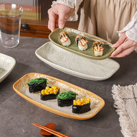 Assiette rectangulaire japonaise en grès pour sushis, viande grillée, poisson vapeur – Vaisselle commerciale pour hôtels en céramique