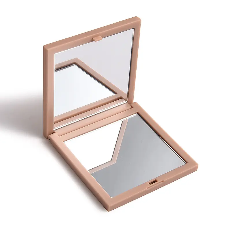 Custom Logo Portable Small Travel Square Personal Foldable Small Plastic Vanity Mirror Handheld Pocket Mini Makeup Mirror