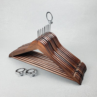 Cintre en bois massif style américain, qualité hôtelière, antidérapant, antivol, extra-épais, robuste, avec pince d'épaule, pour magasins de vêtements et usage domestique