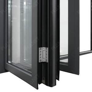 Puerta <span class=keywords><strong>de</strong></span> Vidrio Plegable <span class=keywords><strong>de</strong></span> Aluminio con Rotura <span class=keywords><strong>de</strong></span> Puente Térmico, Acabado Negro Mate, Personalizada, Puerta Corredera <span class=keywords><strong>de</strong></span> Vidrio para Balcón - Product Image 3