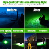 Nouvelle lampe de pêche sous-marine LED sans fil verte 30W avec batterie intégrée IP68 pour la mer avec variateur automatique