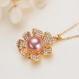 Collar con Colgante de Perla Edison Morada de Agua Dulce de 9mm, sin Defectos, para Mujer, Joyería de Cristal, Venta al Por Mayor, Wenchi, China - Product Image 1