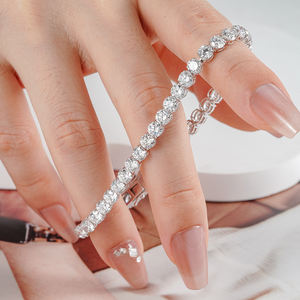 Starsgem 10K White Yellow Gold Lab Diamond <b>Bracelet</b> 1.4mm-3.1mm Round Cut DEF VS Jewelry IGI Certificate Tennis <b>Bracelet</b> - Product Image 2