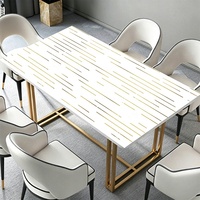 Nappe de table imprimée RNPT en PVC, ligne dorée foncée, rectangulaire, élégante, décorative, pour restaurant, hôtel, banquet