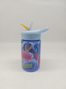 Factory Wholesale 360ML BPA Free Kids Leak Proof Water Bottle with Silicone Straw Spout Dust-Proof Flip <b>Lid</b> - Product Image 2