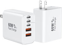 Bloc de chargeur USB C 60W Cubes de charge de téléphone USBC Adaptateur de prise d'alimentation de type C Chargeur rapide multiport pour iPhone 17/16/15/14/13/12