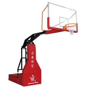 FIBA 표준 고급 농구 게임 스탠드 수동 유압 농구 백스톱 유닛 농구 후프 스탠드