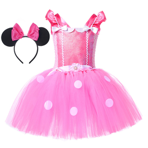 <span class=keywords><strong>Disfraz</strong></span> de Halloween para niñas, estilo <span class=keywords><strong>disfraz</strong></span> de TV y cine, vestido tutú con orejas de ratón y lunares, malla brillante, conjunto elegante, kit de diadema con lazo, suministro al por mayor - Product Image 6