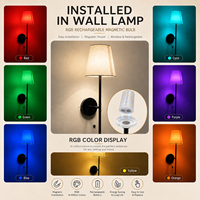 Ampoule LED RGB rechargeable avec base magnétique Type-C E27, télécommande tactile, 6000 mAh, pour lampe murale, lumière d'ambiance
