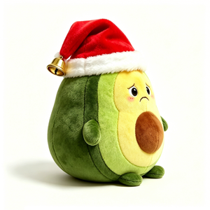 Customize Christmas Avocado Plush Toy with Santa <b>Hat</b>, Cute Sad Face Avocado Stuffed <b>Animal</b> - Product Image 1