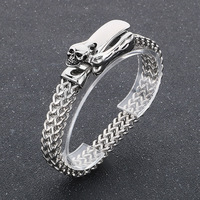 Luxe Haute Poli Double Couche Blé Chaîne Bracelets Hommes Charme En Acier Inoxydable Crâne Bracelet pour Hommes Bijoux Cadeau