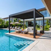 Pergola à lames orientables en aluminium 6063-T5, motorisée, imperméable, bioclimatique, avec éclairage LED, taille personnalisée, vente en gros