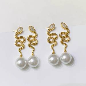 22451DIY Accesorios de Perlas, Pendientes de Plata S925 con Bandeja Vacía, Serpiente Espiritual, Cuentas Redondas de 8-13 mm, Joyería de Moda - Product Image 4