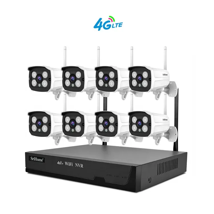 2022 SriHome 4CH CCTV Wireless WiFi NVR Kit 4K Home Network Security Systems Surveillance IP Camera