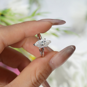 Bague de Fiançailles Classique pour Femme en Argent S925 avec Moissanite Taille Marquise 6*12mm DEF VVS et Sertissage à Griffes - Product Image 4