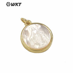 WT-MP173 Grosir Liontin Cangkang Pel Pel Emas Religius Liontin Yesus Kerang Putih 14Mm - Product Image 4