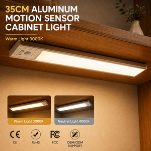 35cm Smart Cabinet <b>LED</b> Light Rechargeable Motion Sensor Warm White Rectangle Closet Kitchen Light Aluminum Body Type-C - Product Image 1