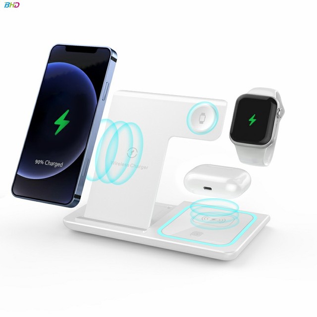 15W Professional Portable Foldable 3-in-1 Wireless Charger Fast Charging Station with Magnetic Phone Holder for Samsung for Xiao