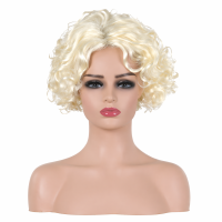 Peluca sintética corta y rizada rubia platino, estilo vintage <span class=keywords><strong>Marilyn</strong></span> <span class=keywords><strong>Monroe</strong></span>, peluca completa para mujer, para fiestas, cosplay, Halloween - Product Image 2