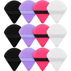 <span class=keywords><strong>Puff</strong></span> cosmético lavable suave de terciopelo flocado negro <span class=keywords><strong>gris</strong></span> rosa - Product Image 1
