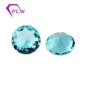 Video available China #28 aquamarine color round brilliant cut crystal glass stone in stock for sale