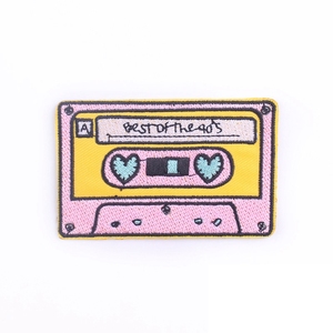 Papapatch Retro Tape Cassette Iron-On Patch - 2"x3" Embroidered, 70s/80s Music Theme, For Clothing & Bags