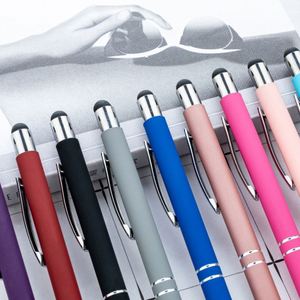 Multi-Color Retractable Office Student Stationery Rubber Coated Metal Custom Logo Touchscreen Aluminum Barrel Ballpoint <b>Pen</b> - Product Image 2