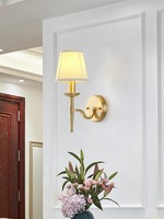 Lampe murale de la campagne américaine Luminaires Appliques Minimalistes Modernes Salon Chambre à coucher Cuivre complet Lumières nordiques