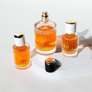Bouteille en verre cosmétique élégante de luxe 30ml 50ml 100ml bouteille de parfum transparente de rayures verticales - Product Image 3