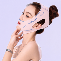 1 Masque facial liftant réutilisable en V avec sangle mentonnière – Ajustable couleur chair pour le sommeil, le sport, le yoga et le soutien de la mâchoire