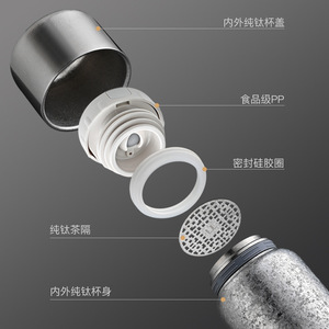 Pure Titanium <b>Insulated</b> <b>Flask</b> Double Wall Vacuum Travel Water Bottle With Leather Sleeve And Strap For Outdoor Use - Product Image 4