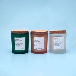 Bocaux à bougies en verre dépoli personnalisés 8oz 10oz, contenants vides de luxe avec couvercle en bois et boîte pour la fabrication de bougies en cire de soja - Product Image 1