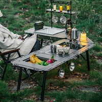Meubles de camping d'extérieur, accessoires IGT, panneau d'extension demi-unité en alliage d'aluminium 6061, module latéral, table en verre