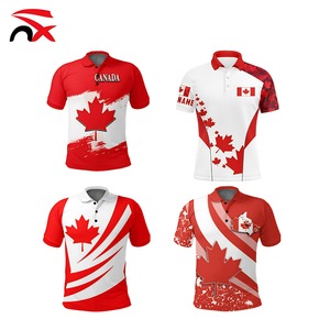 Hotselling Canada Flag Polo T-shirt Soccer Polyester Promotional T-shirts Wholesale Cheap Football Games National Celebration