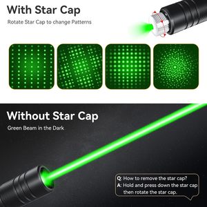 Puntero Láser Verde, Linterna Táctica, 2000M de Largo Alcance, Alta Potencia, Recargable por USB, con Tapa de Estrella y Enfoque Ajustable - Product Image 2
