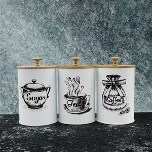 Classic <b>Kitchen</b> <b>Storage</b> <b>Container</b> Sets for Tea Sugar Coffee with Bamboo Lids-Travel Eco-Friendly - Product Image 3