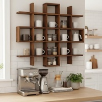 Étagère murale pour tasses, grille de 5,1x5,1x3 pouces, brun rustique