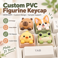 Ensemble de touches de clavier mécaniques personnalisées en PVC 3D, figurines d'anime mignonnes, renard, panda, chat, lapin