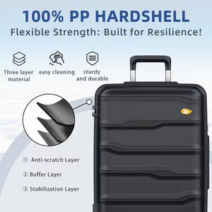 MGOB 20 24 28 인치 수하물 듀얼 스피너 휠 체크 가방 TSA 잠금 경량 내구성 PP 수하물 세트 - Product Image 5