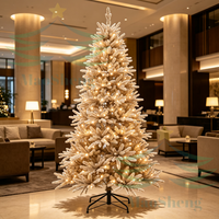 Sapin de Noël artificiel LED écologique de haute qualité, 9 pieds, pré-éclairé, lumières blanc chaud, base autoportante, utilisation intérieure et extérieure