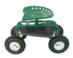 Rolling Garden <strong>Cart</strong> Adjustable Steel 360&deg; Swivel Seat <strong>Cart</strong> Built-in Tool Tray for Outdoor Planting <strong>Weeding</strong> and Yard Maintenance - Product Image 1