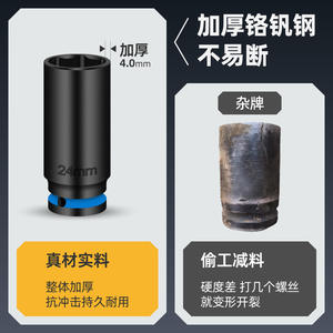 Jeu de douilles hexagonales professionnelles de 10 pièces, 1/2 pouce, en acier au chrome-vanadium, qualité industrielle, finition noire, avec embout hexagonal à bille - Product Image 4