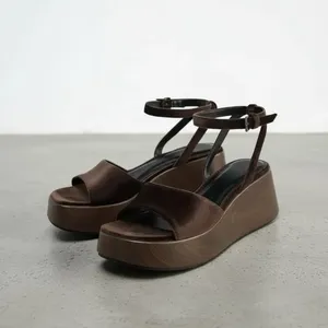 Sandales compensées rétro en velours pour <span class=keywords><strong>femme</strong></span>, à bout ouvert et bride cheville, confortables pour la plage, les vacances et les soirées - Product Image 3