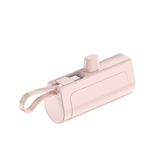 5000mAh Capsule Shape Power Bank, Fast Charging Mini Pocket 2-in-1 Cable & Lanyard Portable External Battery