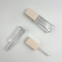 Personnalisé pour Tubes en plastique de rouge à lèvres liquide transparent 6ML Pots de brillant à lèvres carrés vides Conteneurs de rouge à lèvres carrés personnalisés