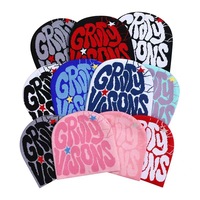 Gorros de punto jacquard personalizados al por mayor con logo de doble cara, gorros de invierno de acrílico estilo hip hop con diseño de telaraña, gorros con lazos de personajes de frutas.