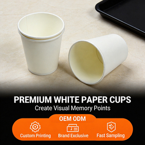Premium White Paper <b>Cups</b> Single Wall <b>Disposable</b> Custom Printing Hot Drink Use - Product Image 1