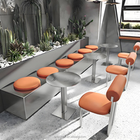 Ensemble table et chaise industrielle haute carrée en acier inoxydable pour restaurants en plein air Vente unique sur tabouret de salle à manger en métal