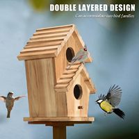Nichoir d'extérieur en bois à 2 trous pour jardin, cage à oiseaux sauvage, décoration intérieure.